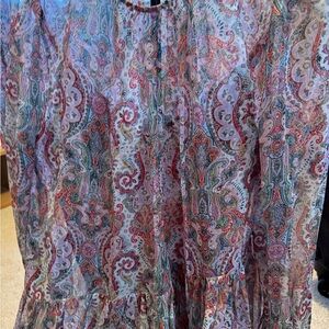 Zimmermann Silk Paisley Blouse in Pink, Teal and Rust
